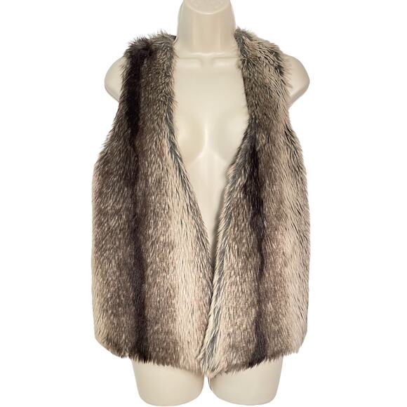 Jj Basics Jackets & Blazers - Sweater Vest,‎ Faux Fur and Ribbed Back Sweater Vest, Ladies Large
